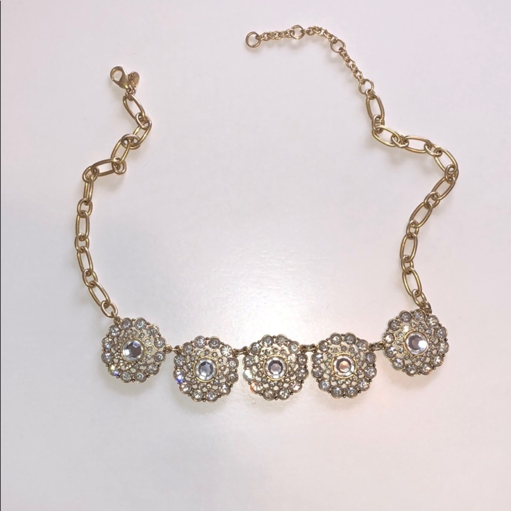 Gold and rhinestone JCrew necklace